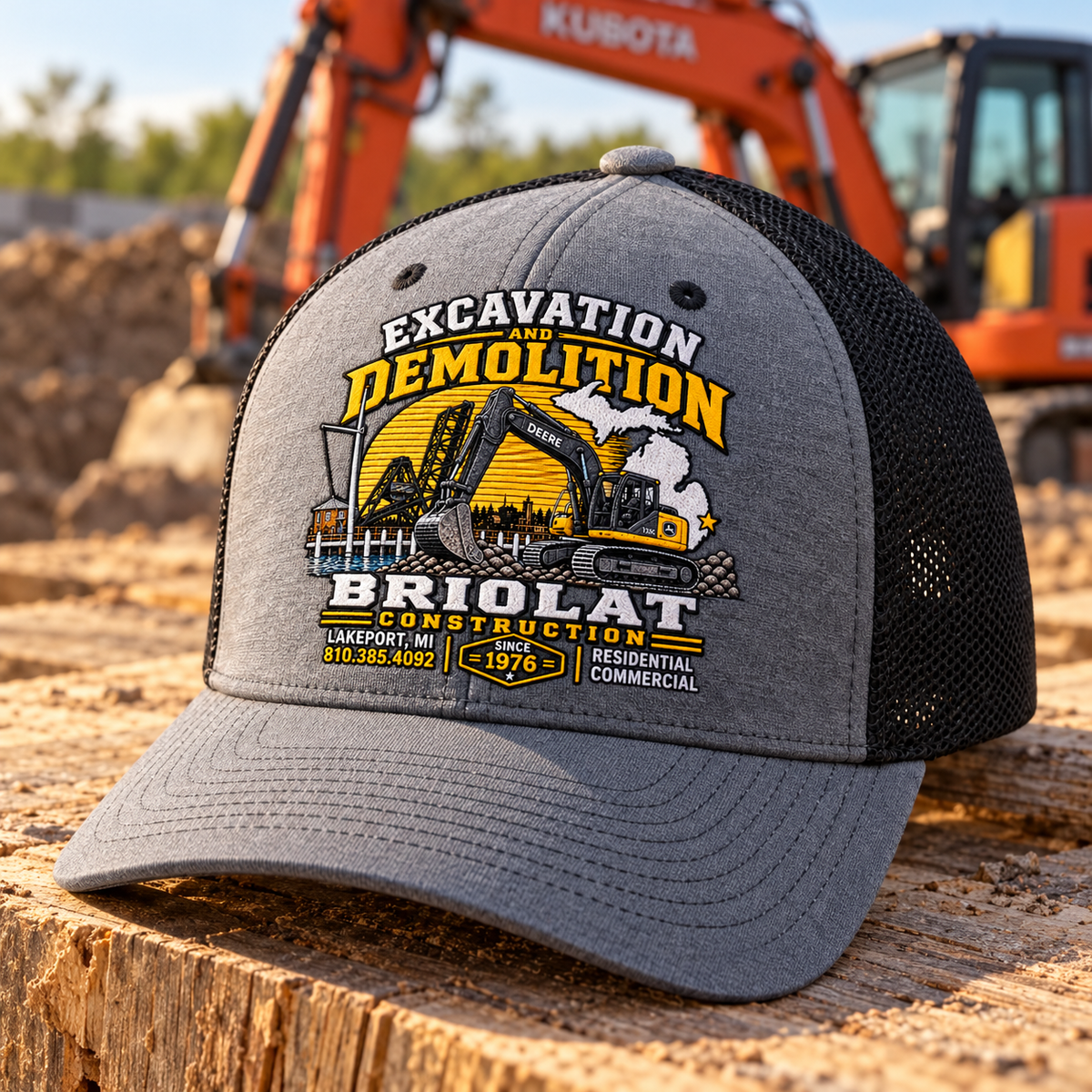 Briolat Construction C812 new logo – Heather Grey / Black – front jobsite mockup