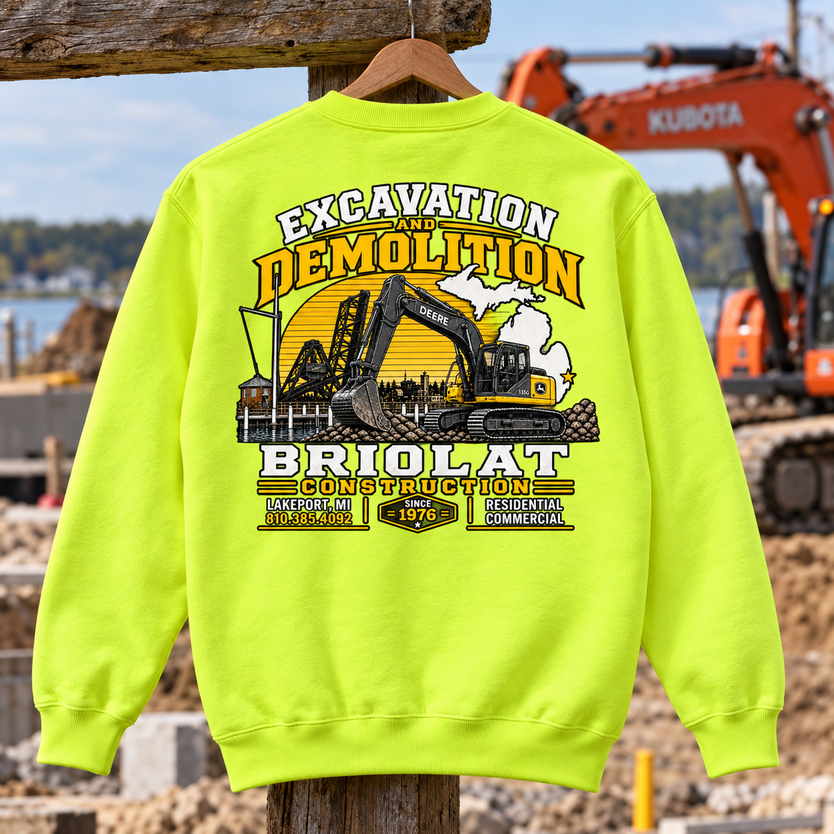Briolat Construction PC78 new logo – Neon Yellow – back jobsite mockup