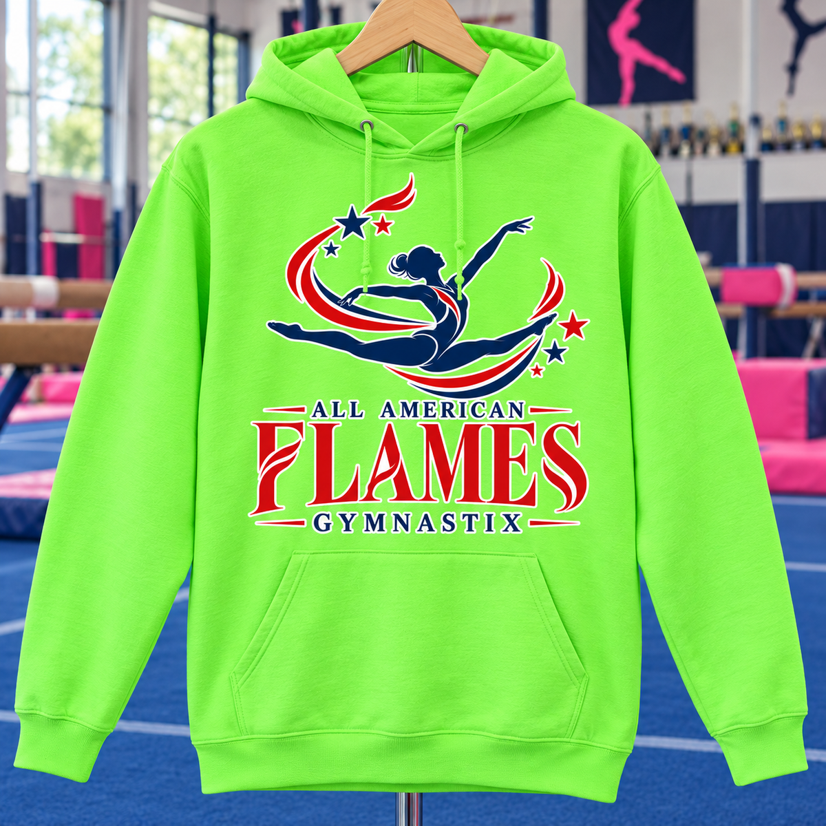 PC78H | Neon Green | Stars in Motion | All American Flames Gymnastix
