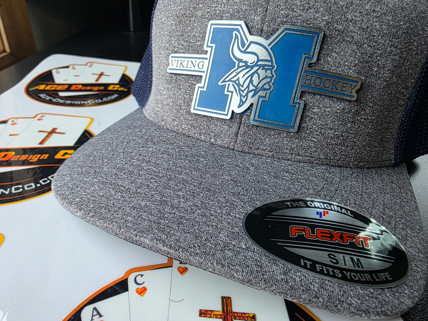 MV - C818 Port Authority® Double Mesh Snapback Sandwich Bill Cap VIKING Patch