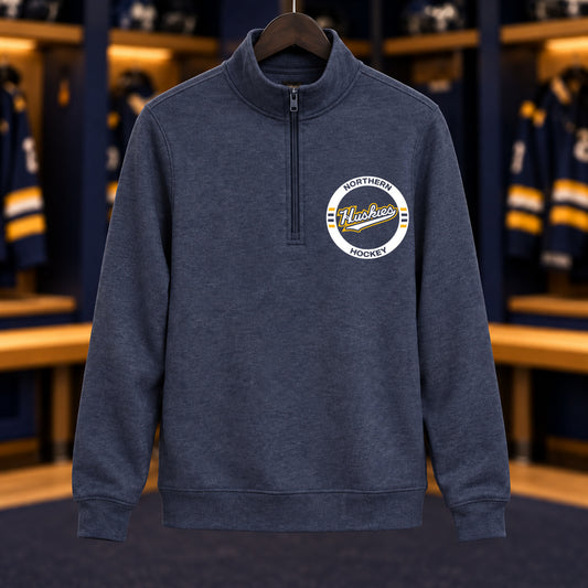 Northern Hockey · Core Fleece Quarter-Zip — Navy Heather — Huskies Circle