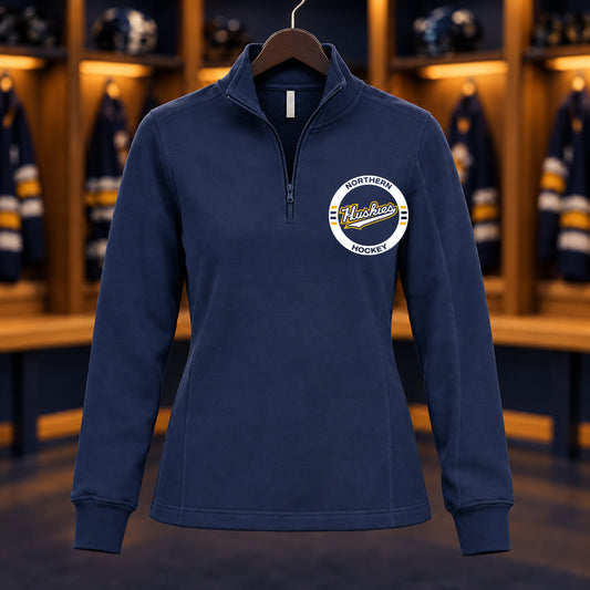 Northern Hockey · Ladies’ Quarter-Zip Sweatshirt — True Navy — Huskies Circle