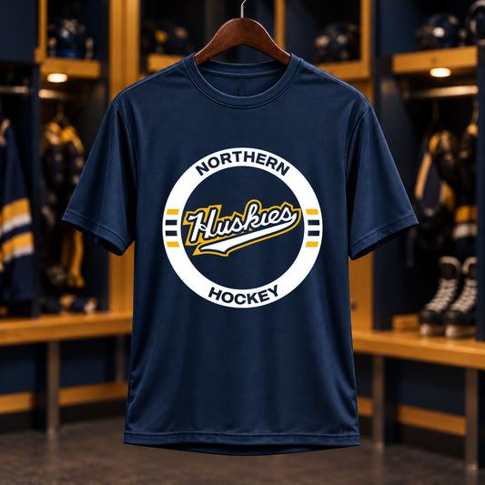 Northern Hockey · Youth Performance Tee — True Navy — Huskies Circle