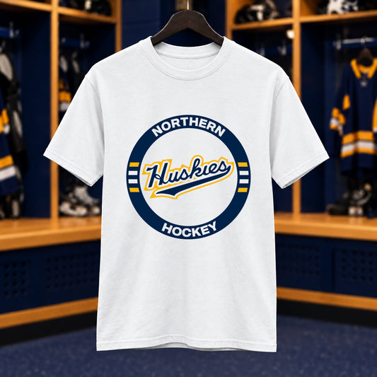 Northern Hockey · Core Blend Tee — White & Charcoal — White — Huskies Circle