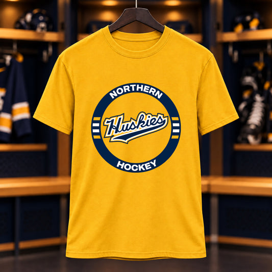 Northern Hockey · Core Blend Tee — Navy & Gold — Gold — Huskies Circle