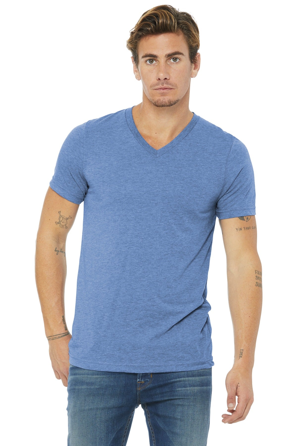 DISCONTINUED  BELLA+CANVAS  ®  Unisex Triblend Short Sleeve V-Neck Tee. BC3415