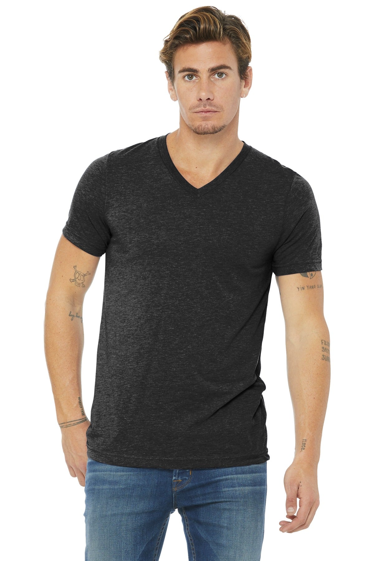 DISCONTINUED  BELLA+CANVAS  ®  Unisex Triblend Short Sleeve V-Neck Tee. BC3415