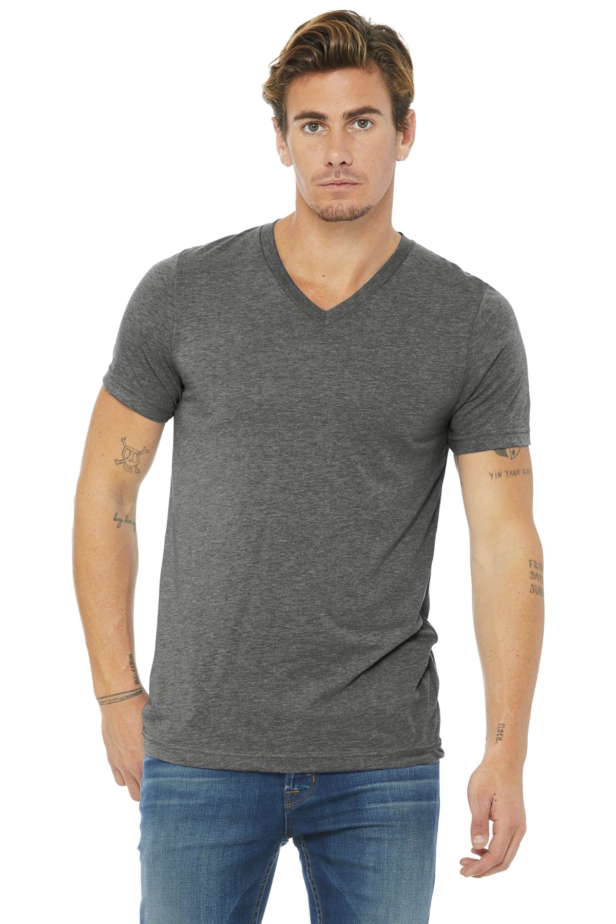 DISCONTINUED  BELLA+CANVAS  ®  Unisex Triblend Short Sleeve V-Neck Tee. BC3415