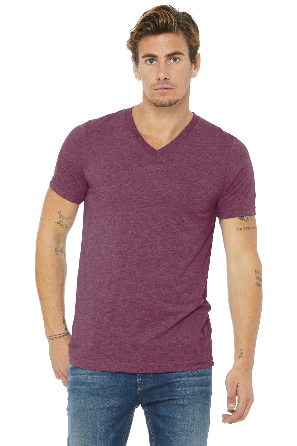 DISCONTINUED  BELLA+CANVAS  ®  Unisex Triblend Short Sleeve V-Neck Tee. BC3415