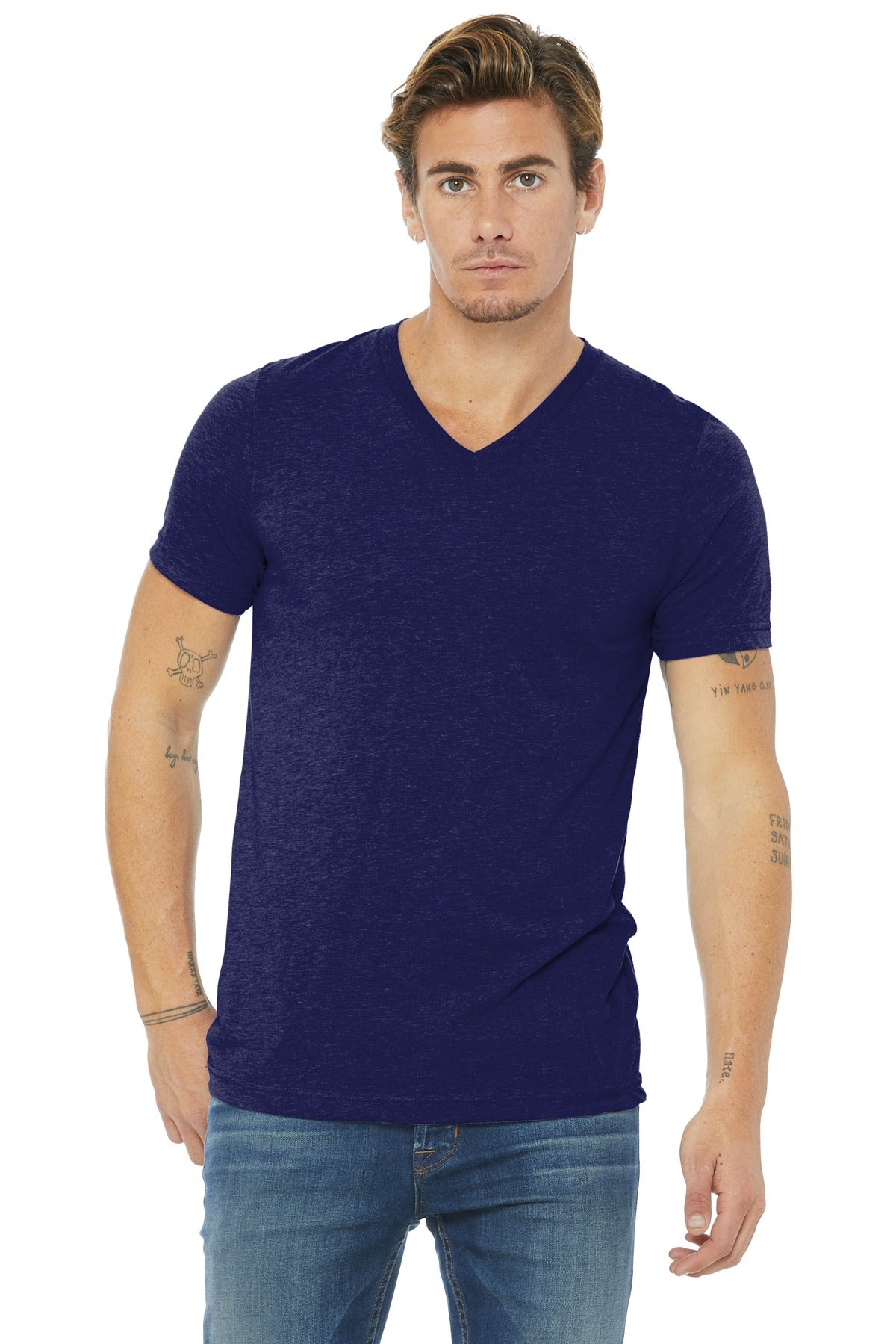 DISCONTINUED  BELLA+CANVAS  ®  Unisex Triblend Short Sleeve V-Neck Tee. BC3415
