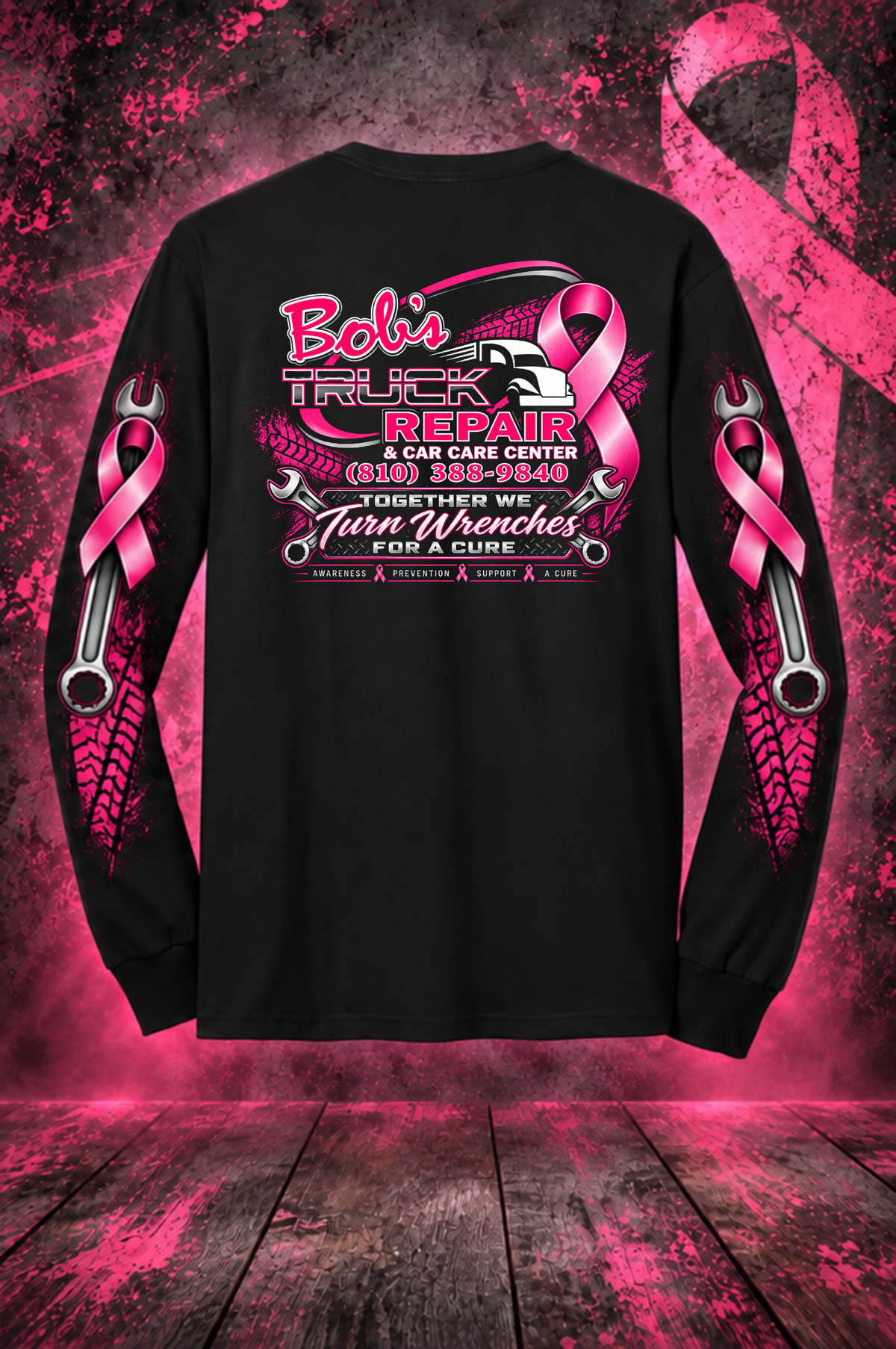 Bob’s Truck Repair – Turning Wrenches for a Cure Long Sleeve Tee