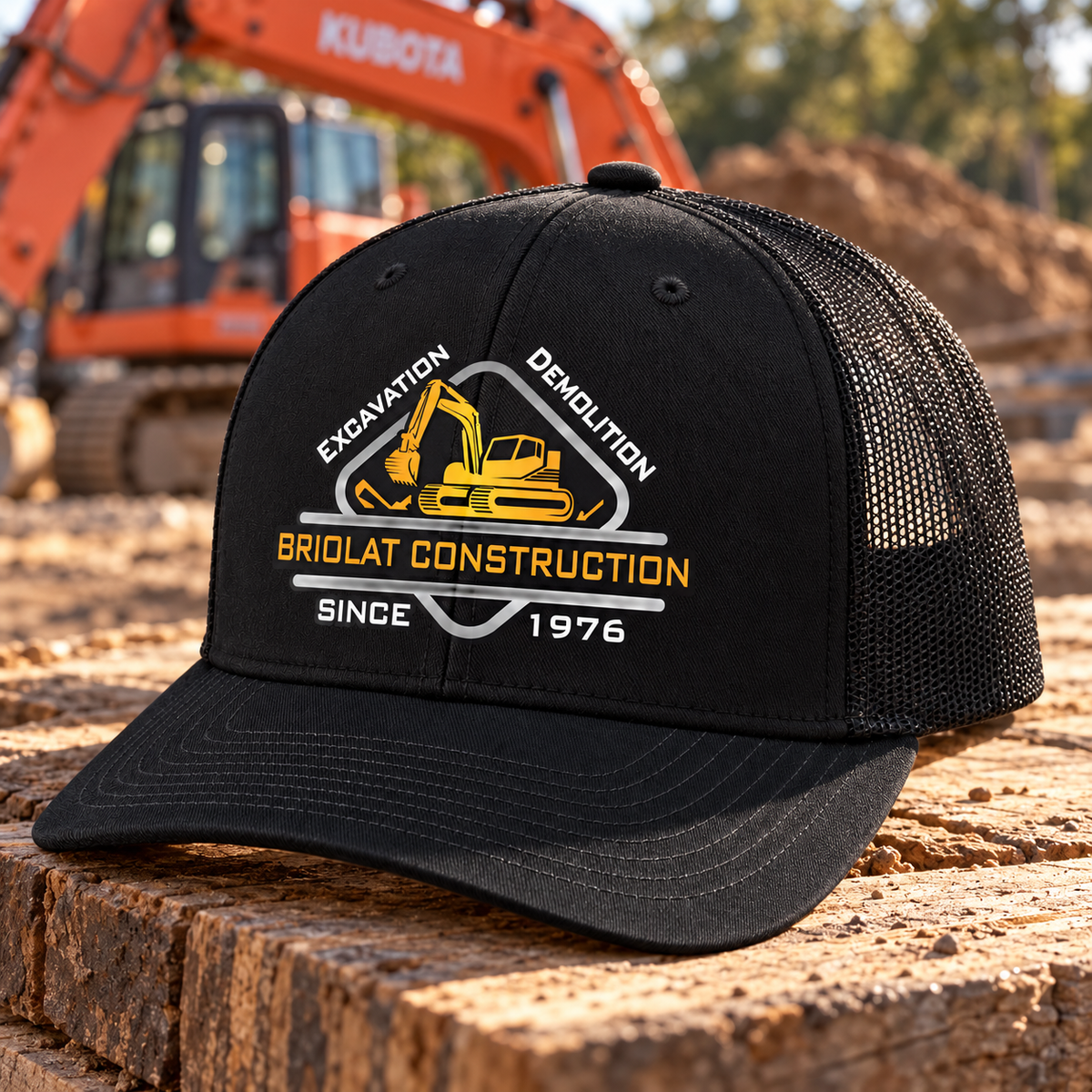 Briolat Construction C402 classic logo – Black – front jobsite mockup