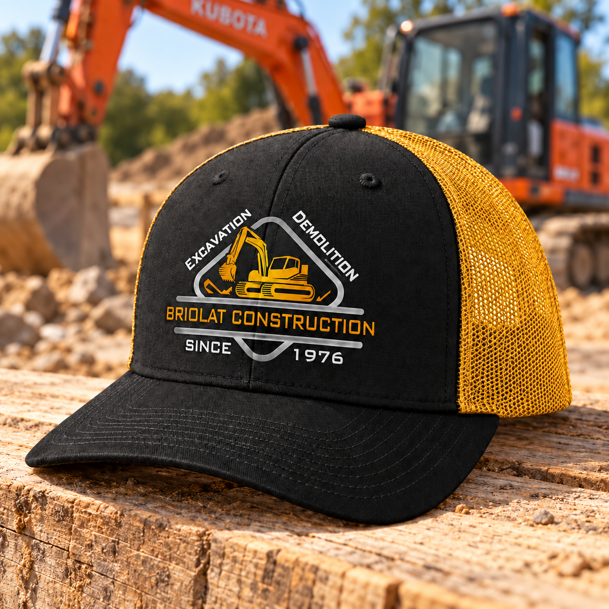 Briolat Construction C402 classic logo – Black / Gold – front jobsite mockup