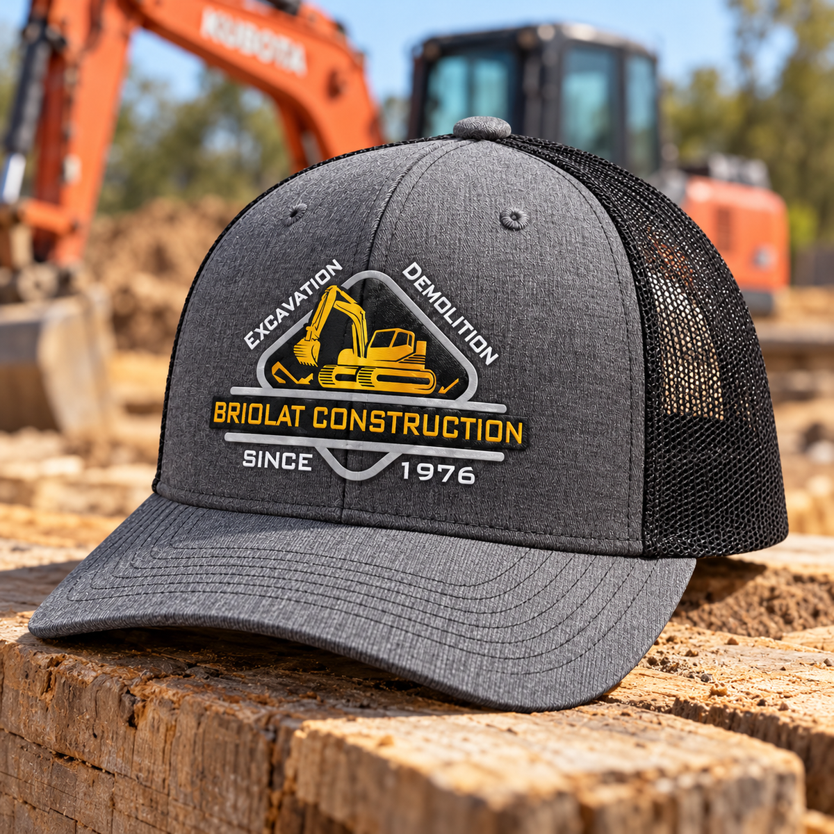 Briolat Construction C402 classic logo – Heather Grey / Black – front jobsite mockup