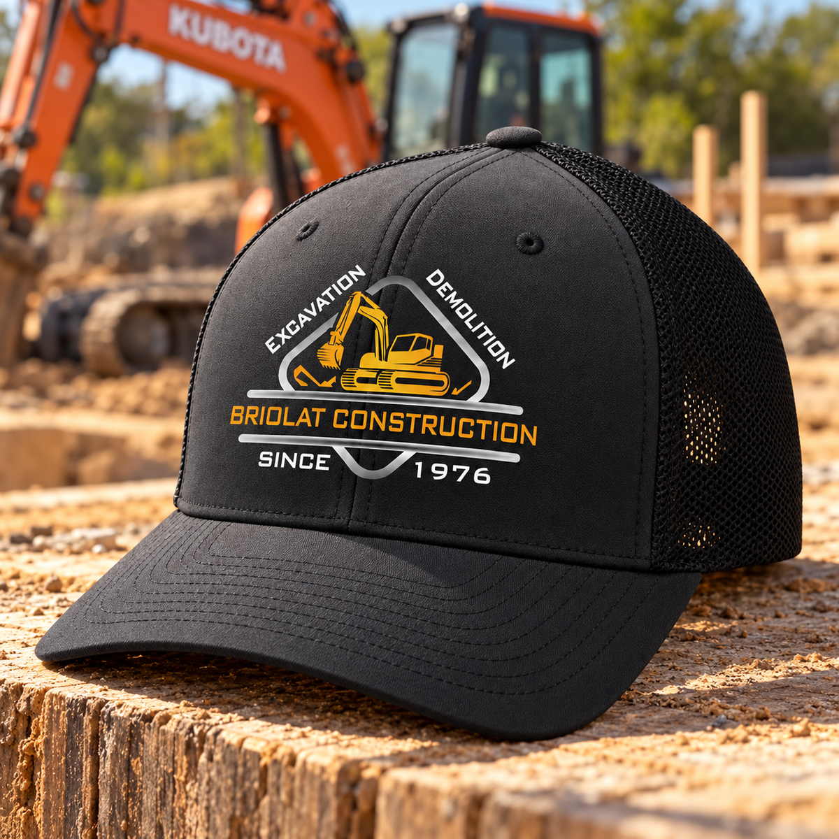 Briolat Construction C812 classic logo – Graphite / Black – front jobsite mockup