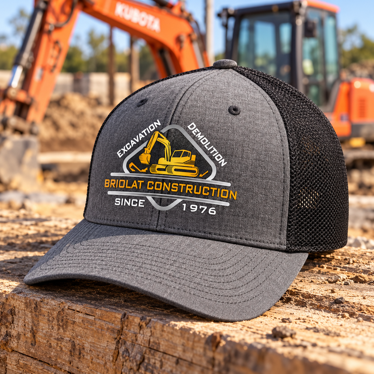 Briolat Construction C812 classic logo – Heather Grey / Black – front jobsite mockup