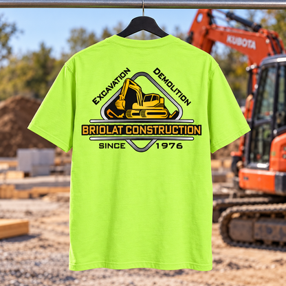 Briolat Construction CTK87 classic logo – Brite Lime – back jobsite mockup
