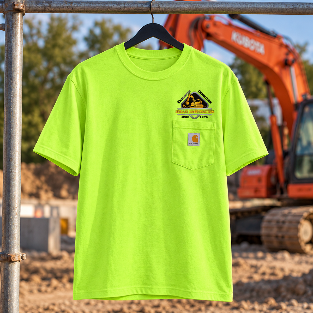 Briolat Construction CTK87 classic logo – Brite Lime – front jobsite mockup