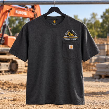 Briolat Construction CTK87 classic logo – Carbon Heather – front jobsite mockup
