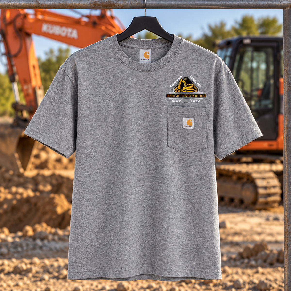 Briolat Construction CTK87 classic logo – Heather Grey – front jobsite mockup