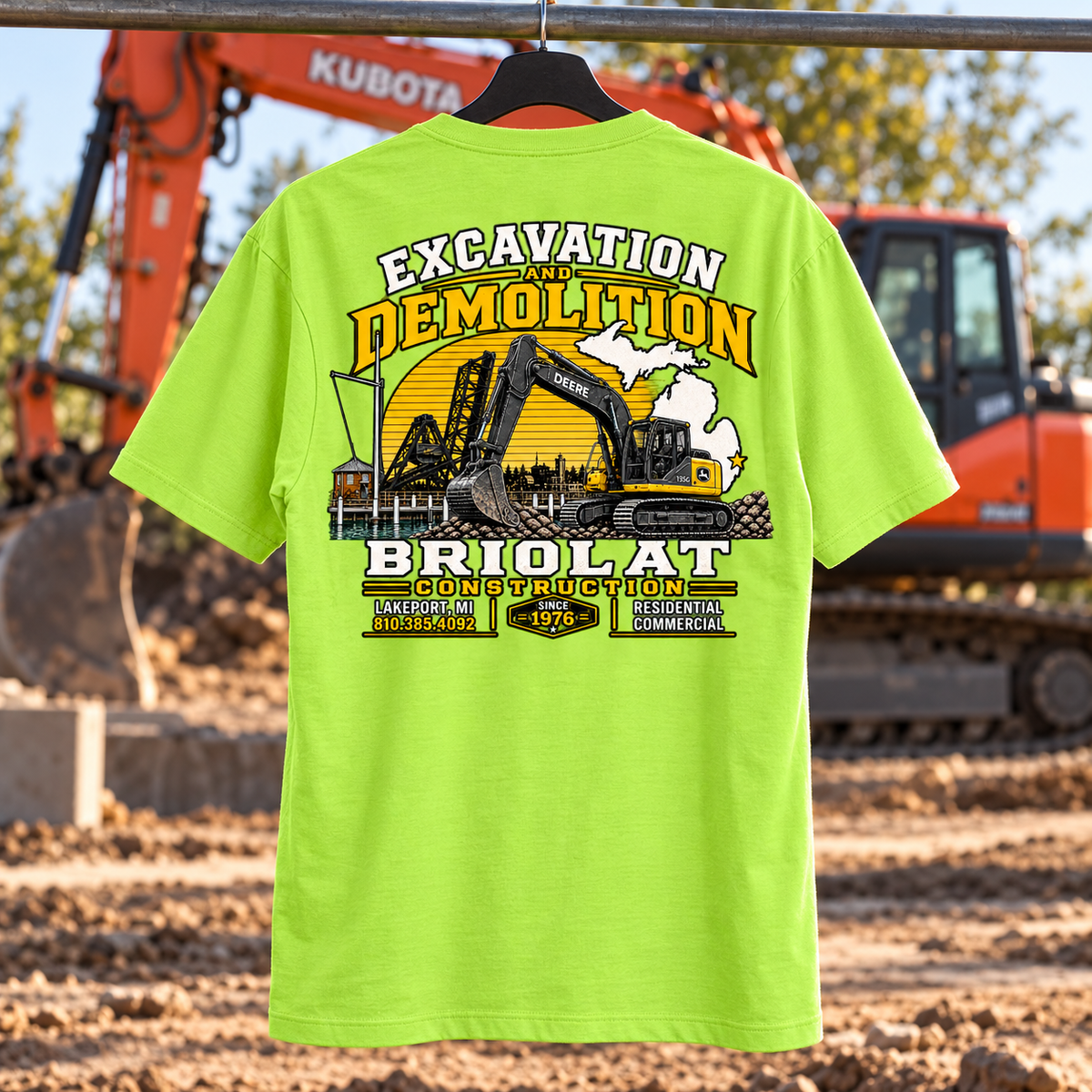 Briolat Construction CTK87 new logo – Brite Lime – back jobsite mockup