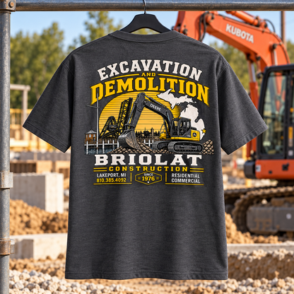 Briolat Construction CTK87 new logo – Carbon Heather – back jobsite mockup