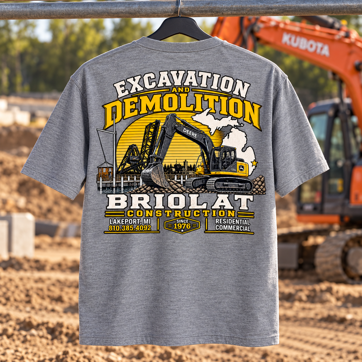 Briolat Construction CTK87 new logo – Heather Grey – back jobsite mockup