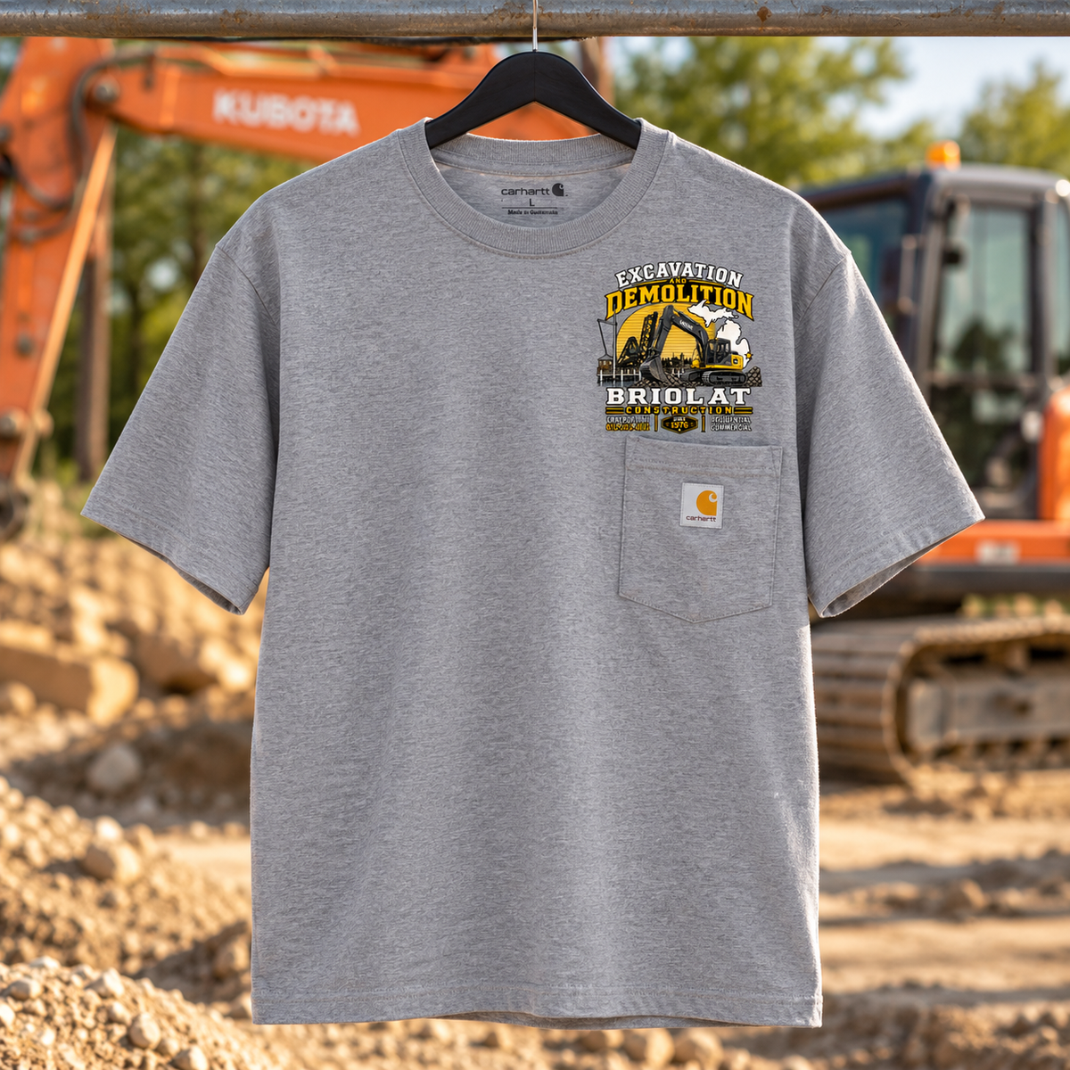 Briolat Construction CTK87 new logo – Heather Grey – front jobsite mockup