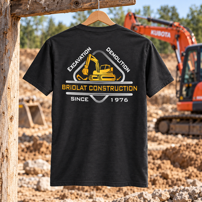 Briolat Construction PC55 classic logo – Charcoal – back jobsite mockup