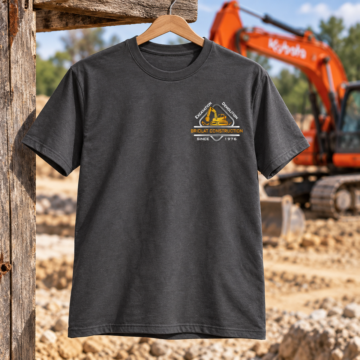Briolat Construction PC55 classic logo – Charcoal – front jobsite mockup