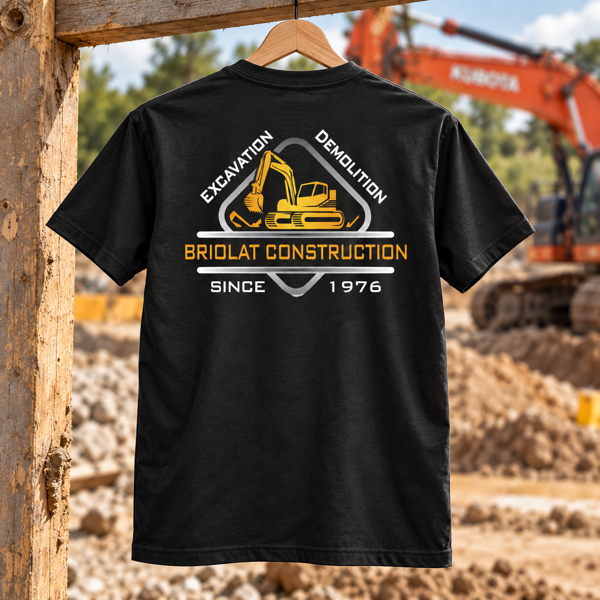 Briolat Construction PC55 classic logo – Jet Black – back jobsite mockup