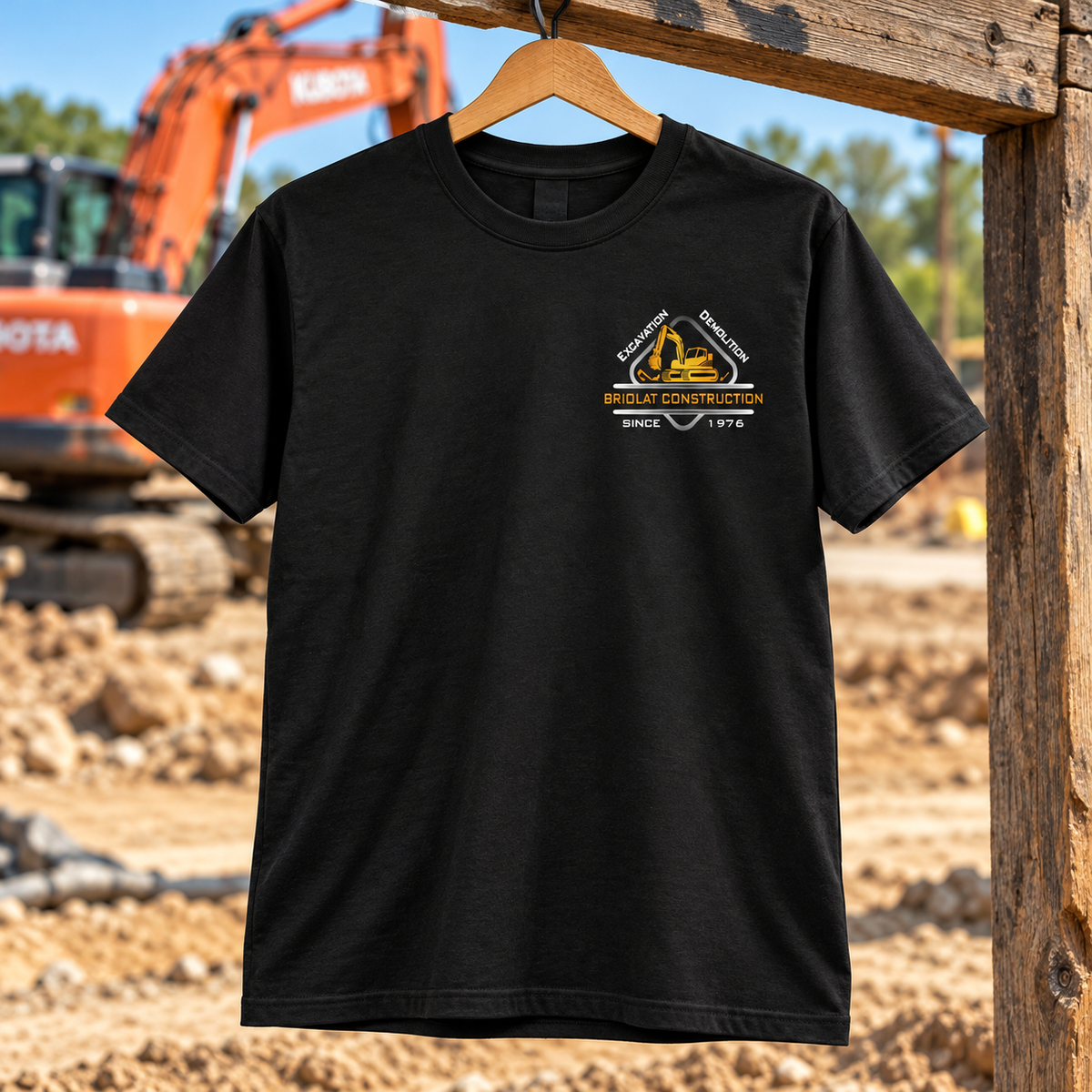 Briolat Construction PC55 classic logo – Jet Black – front jobsite mockup
