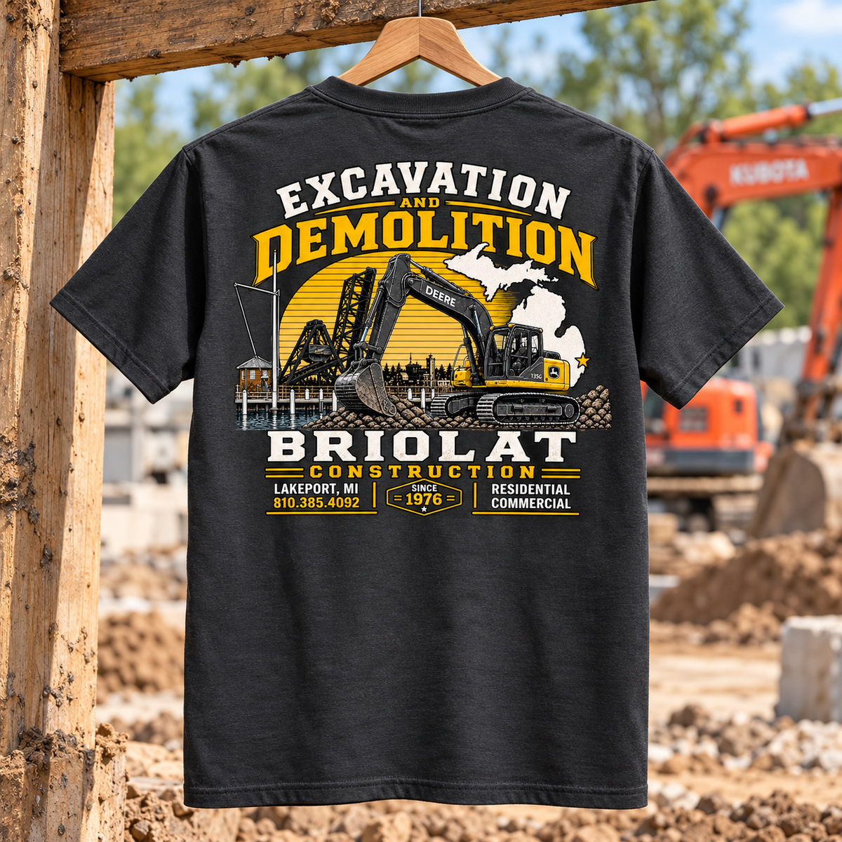 Briolat Construction PC55 new logo – Charcoal – back jobsite mockup