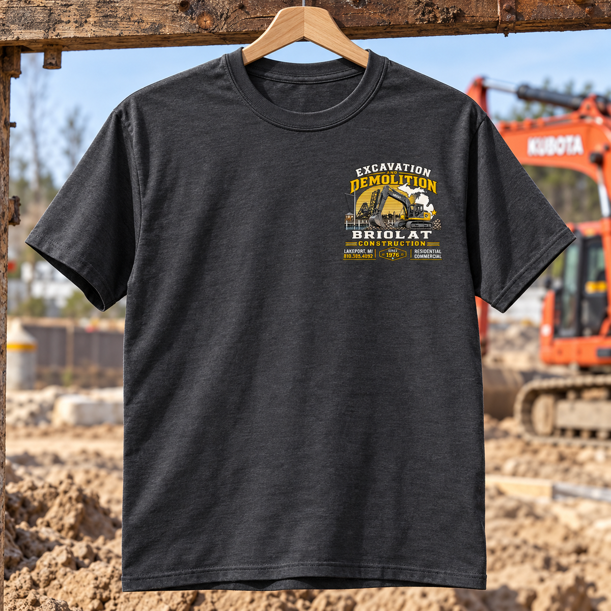 Briolat Construction PC55 new logo – Charcoal – front jobsite mockup