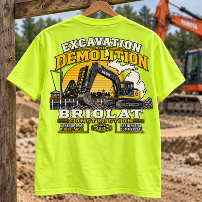 Briolat Construction PC55 new logo – Safety Green – back jobsite mockup