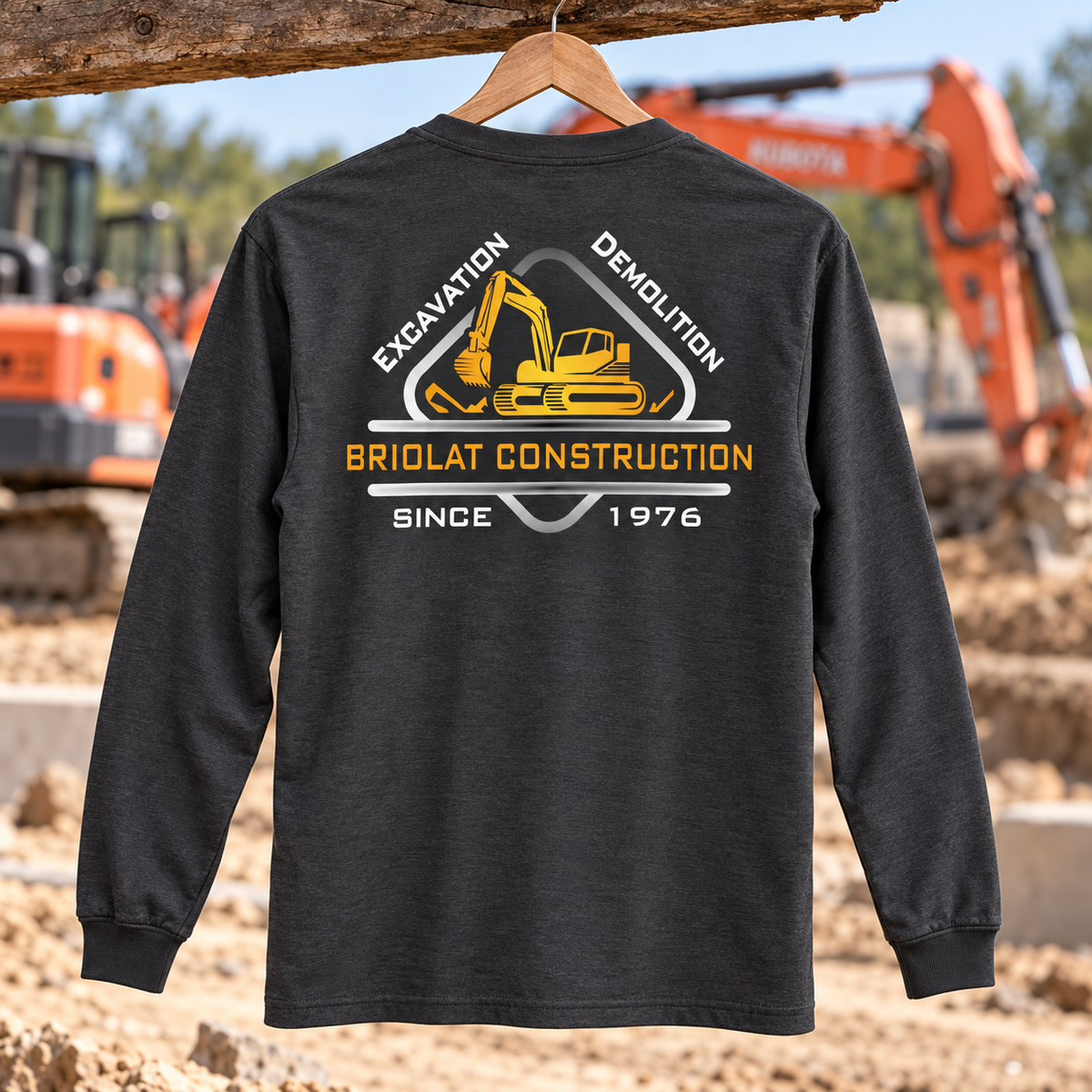 Briolat Construction PC55LS classic logo – Charcoal – back jobsite mockup