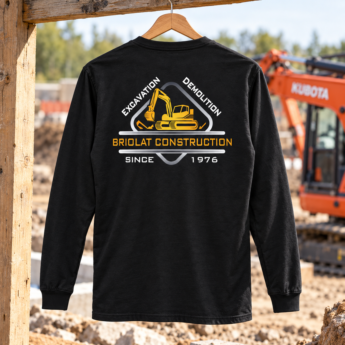Briolat Construction PC55LS classic logo – Jet Black – back jobsite mockup