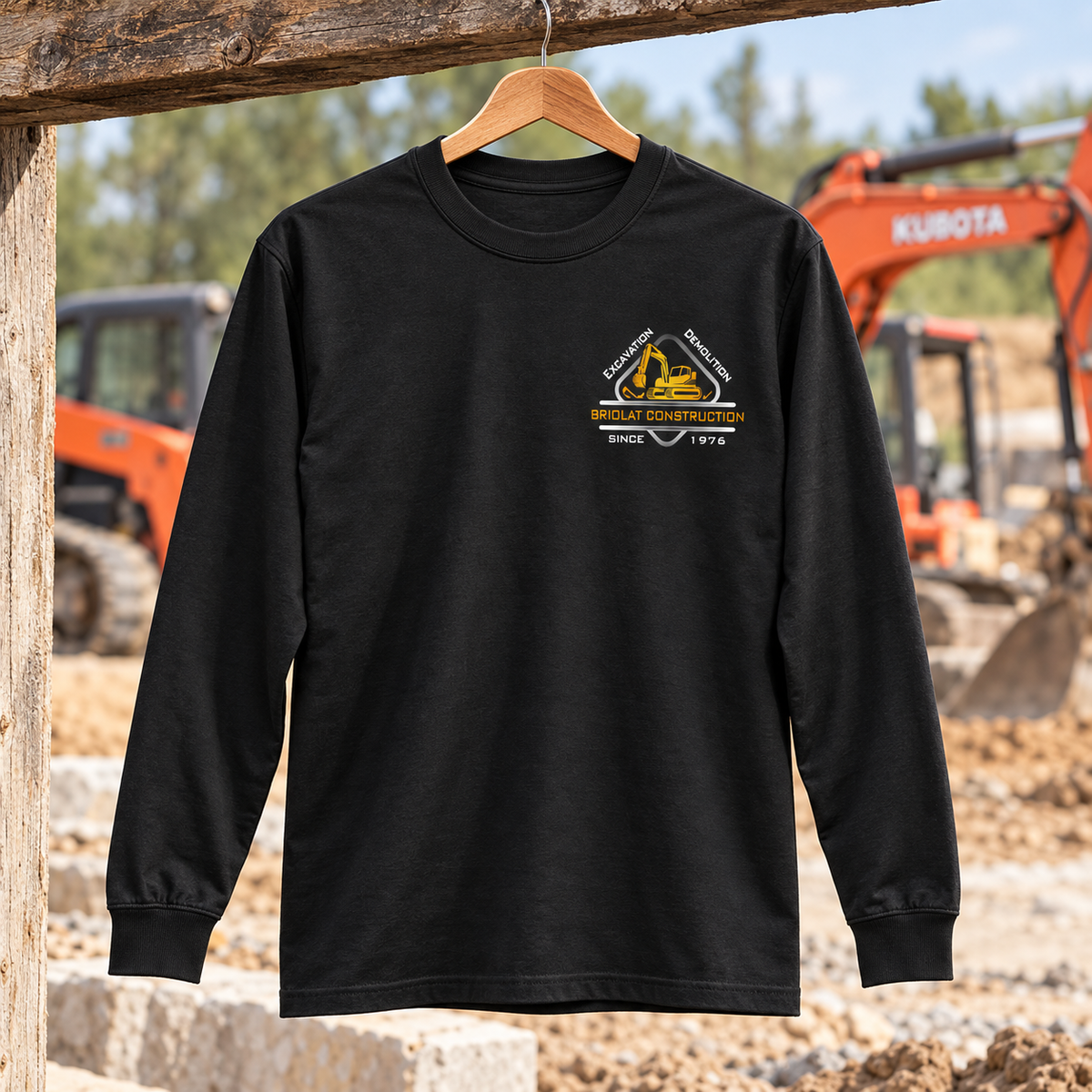 Briolat Construction PC55LS classic logo – Jet Black – front jobsite mockup