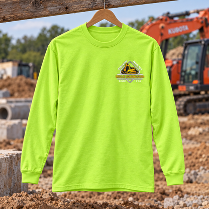 Briolat Construction PC55LS classic logo – Safety Green – front jobsite mockup