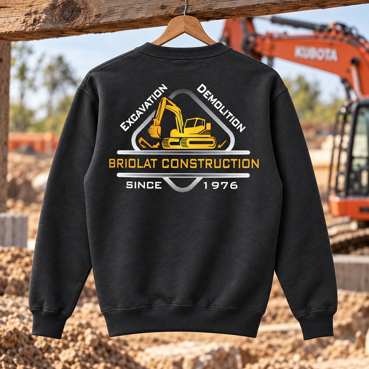 Briolat Construction PC78 classic logo – Charcoal – back jobsite mockup