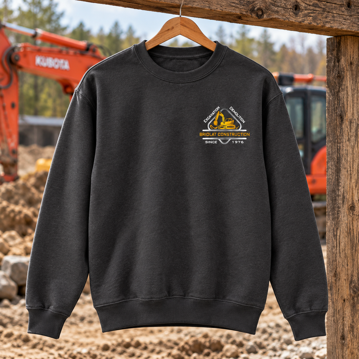 Briolat Construction PC78 classic logo – Charcoal – front jobsite mockup