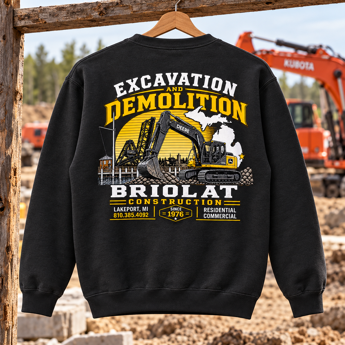 Briolat Construction PC78 new logo – Charcoal – back jobsite mockup