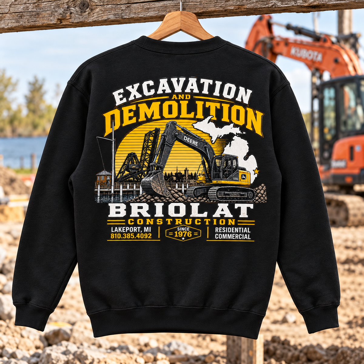 Briolat Construction PC78 new logo – Jet Black – back jobsite mockup