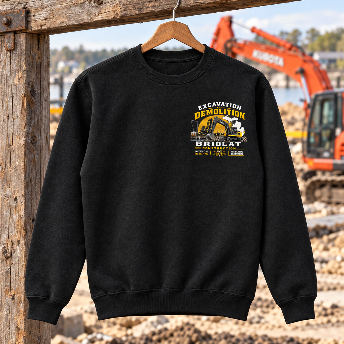 Briolat Construction PC78 new logo – Jet Black – front jobsite mockup