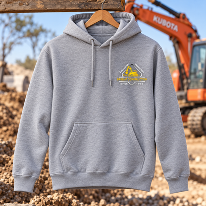 Briolat Construction PC78H classic logo – Athletic Heather – front jobsite mockup