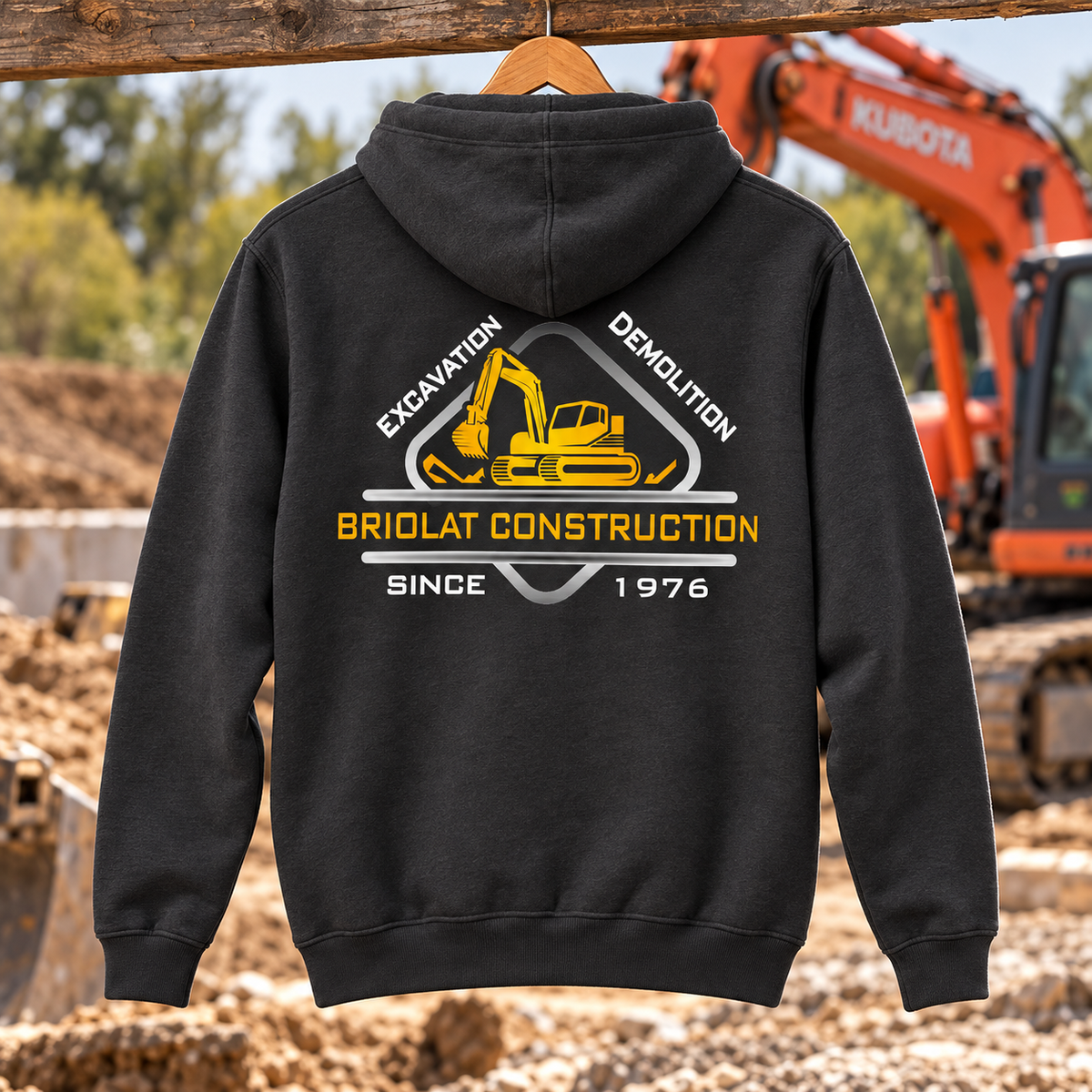 Briolat Construction PC78H classic logo – Charcoal – back jobsite mockup