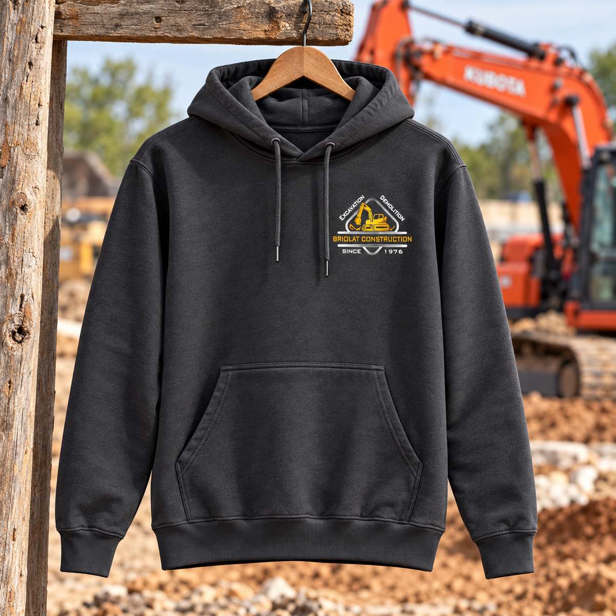 Briolat Construction PC78H classic logo – Charcoal – front jobsite mockup