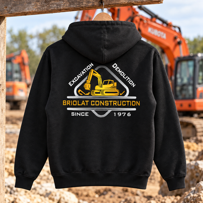 Briolat Construction PC78H classic logo – Jet Black – back jobsite mockup