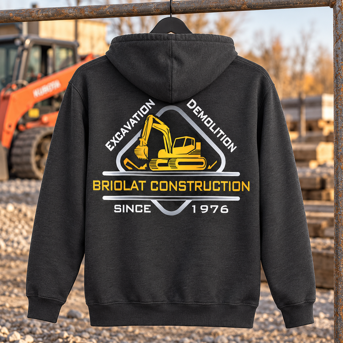 Briolat Classic Logo Carhartt CTK121 Carbon Heather back on construction jobsite