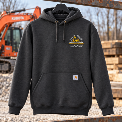 Briolat Classic Logo Carhartt CTK121 Carbon Heather front on construction jobsite